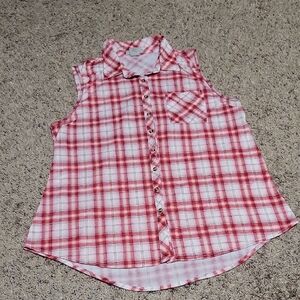 Plaid Button Up Tank Top